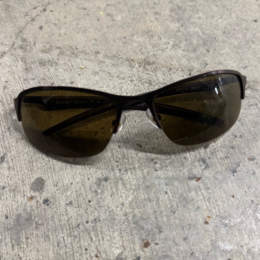 Design Optics Men's Brown Black Sunglasses Semi‎ Rimless Classic Sporty Outdoor